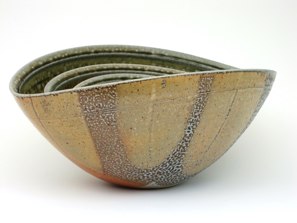 Nest of Oval Ceramic Bowls. Mandy Parslow Pottery. Ireland